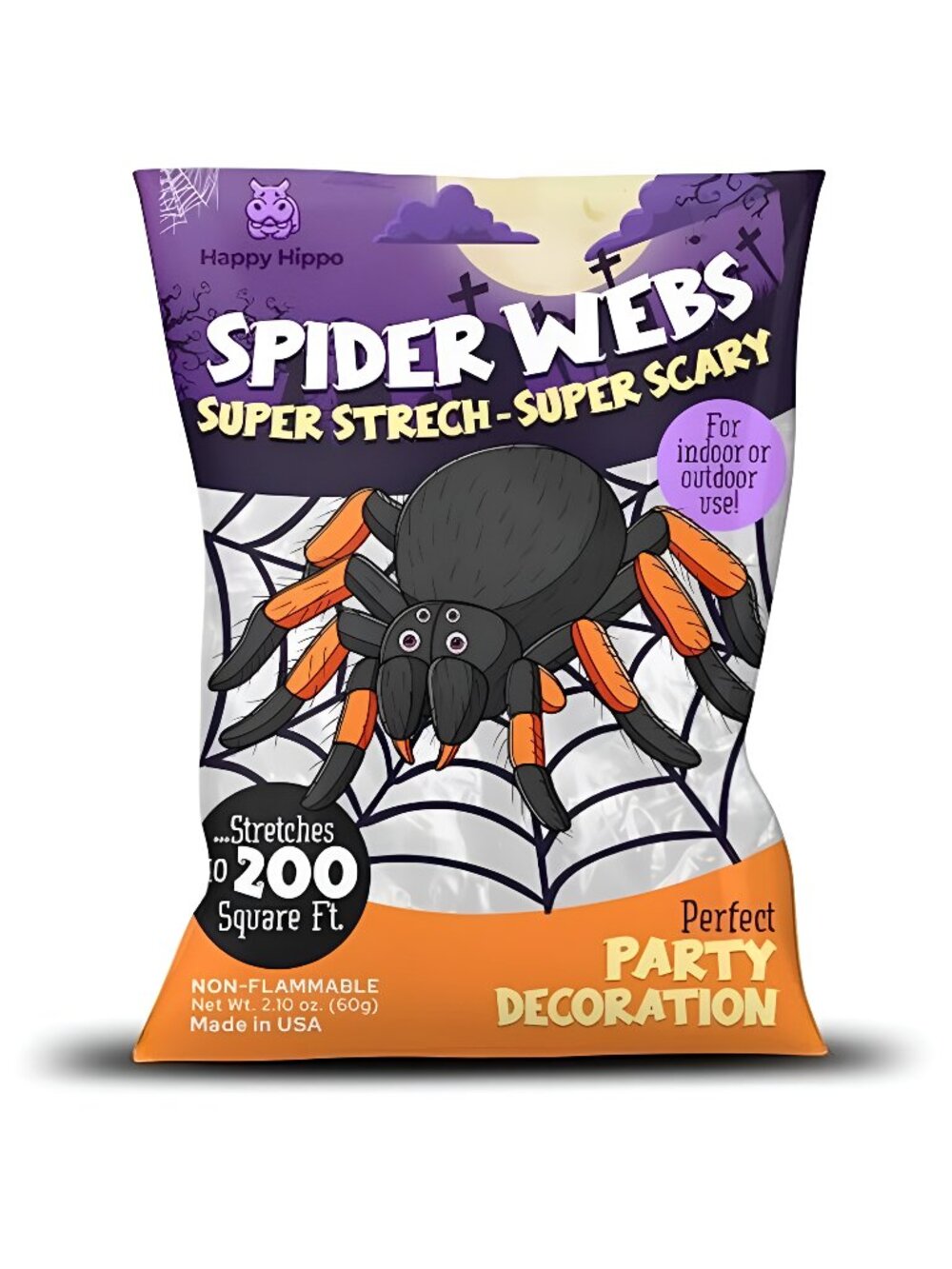 Halloween Spider Web Decoration, 200 Square Feet & Plastic Spiders